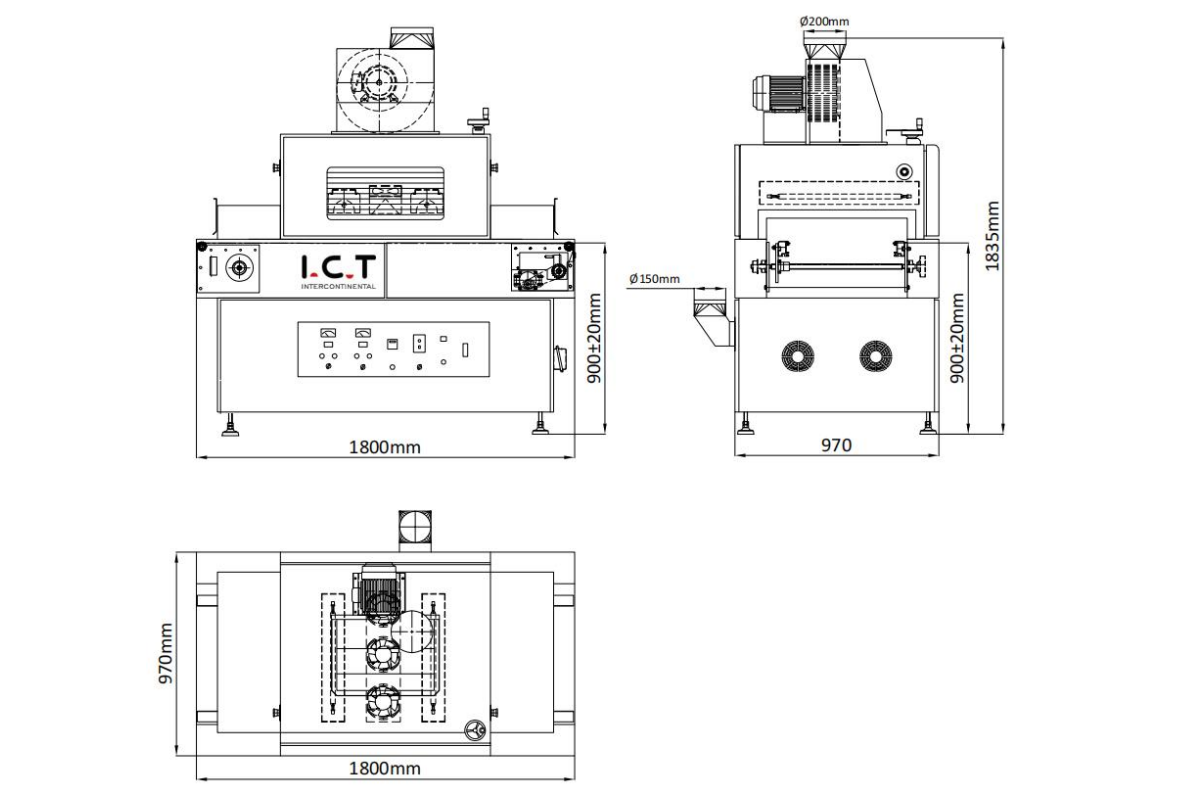 UV-uunin mitat