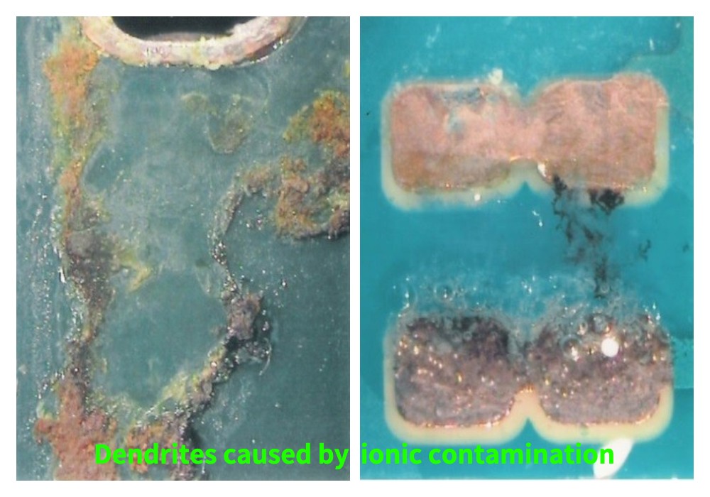 Ionisen saastumisen aiheuttamat dendriitit