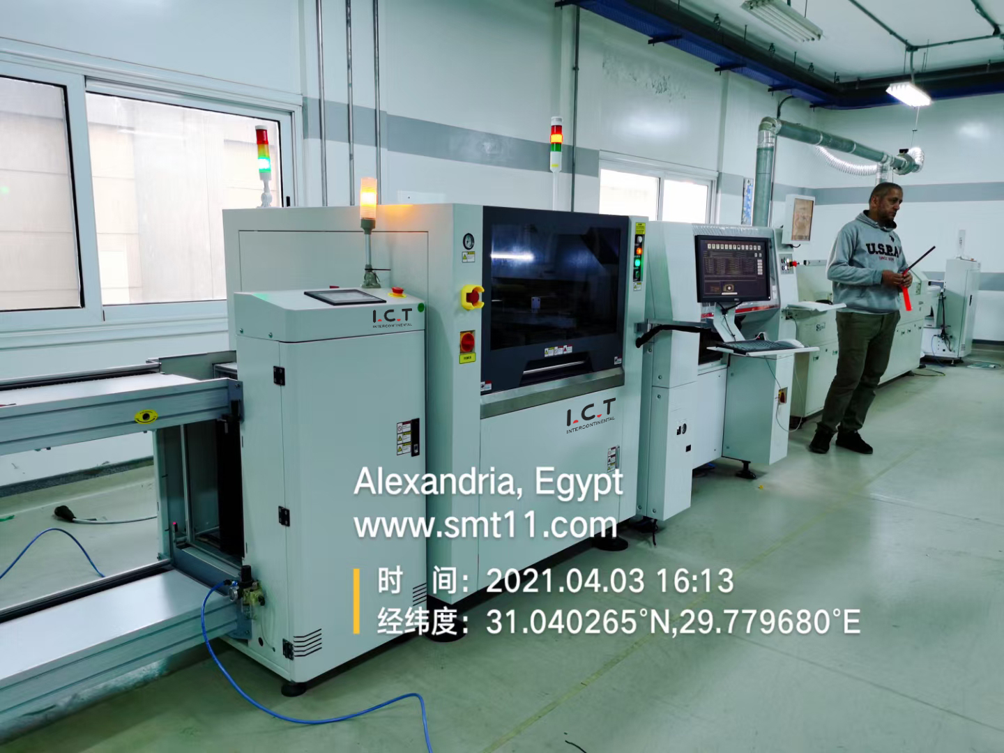 Ictegypt-SMT-tuotantolinja-PCB Loader-Tencil-Printer- Hanwha Pick and Place Machine Reflow Oven21.04 (1)