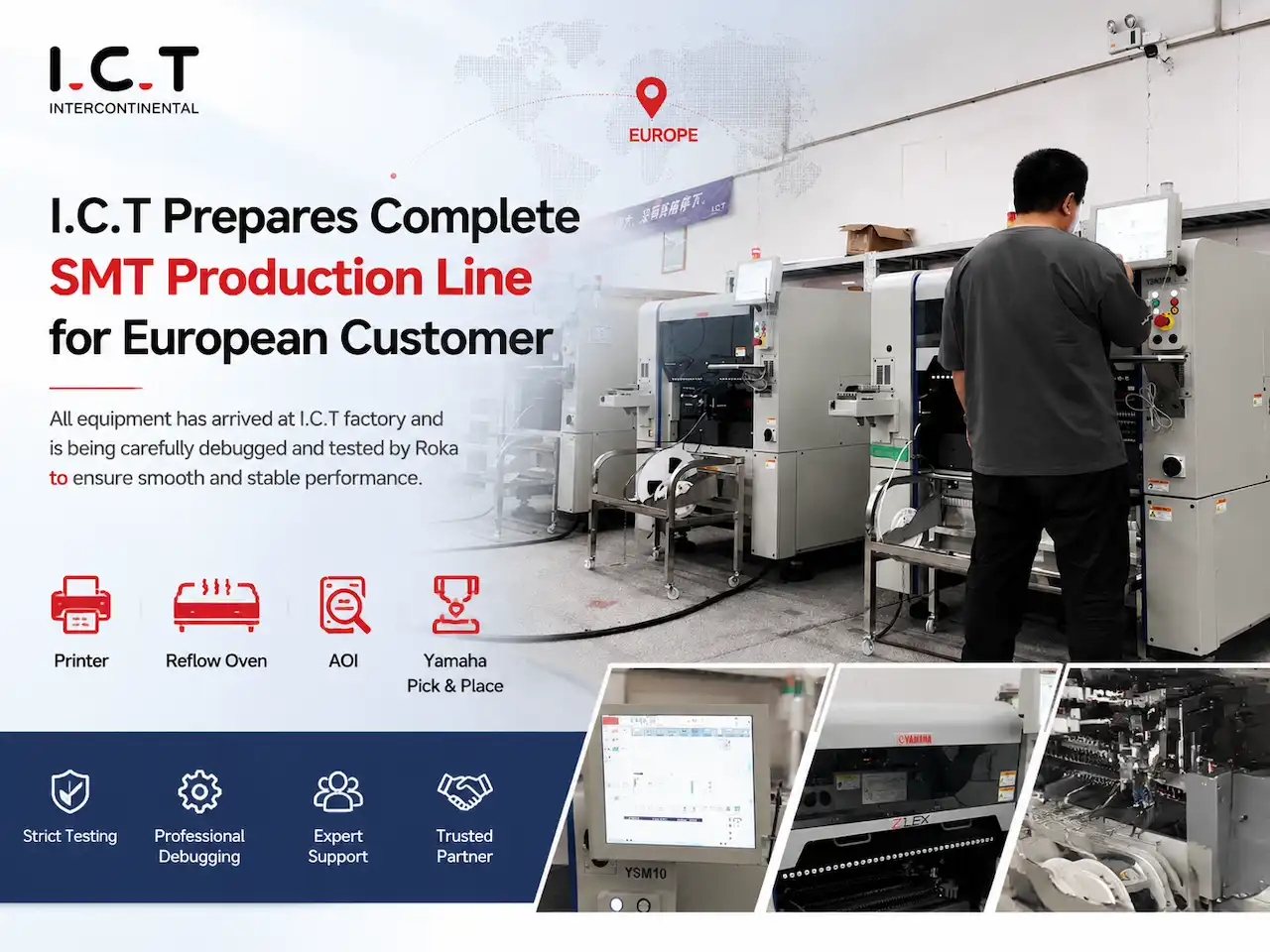 ICT valmistelee t&auml;ydellisen SMT-tuotantolinjan eurooppalaiselle Customer.webp